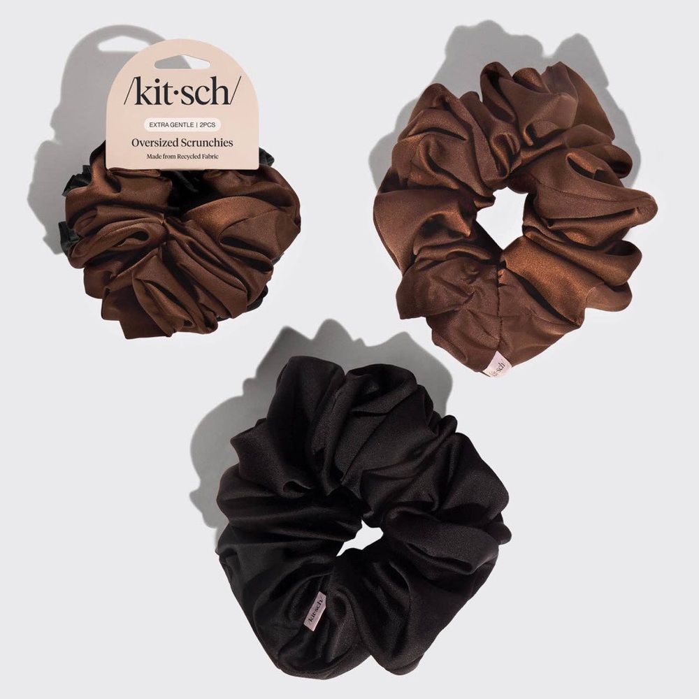 Kitsch Elegant Brown and Black Scrunchies Trio